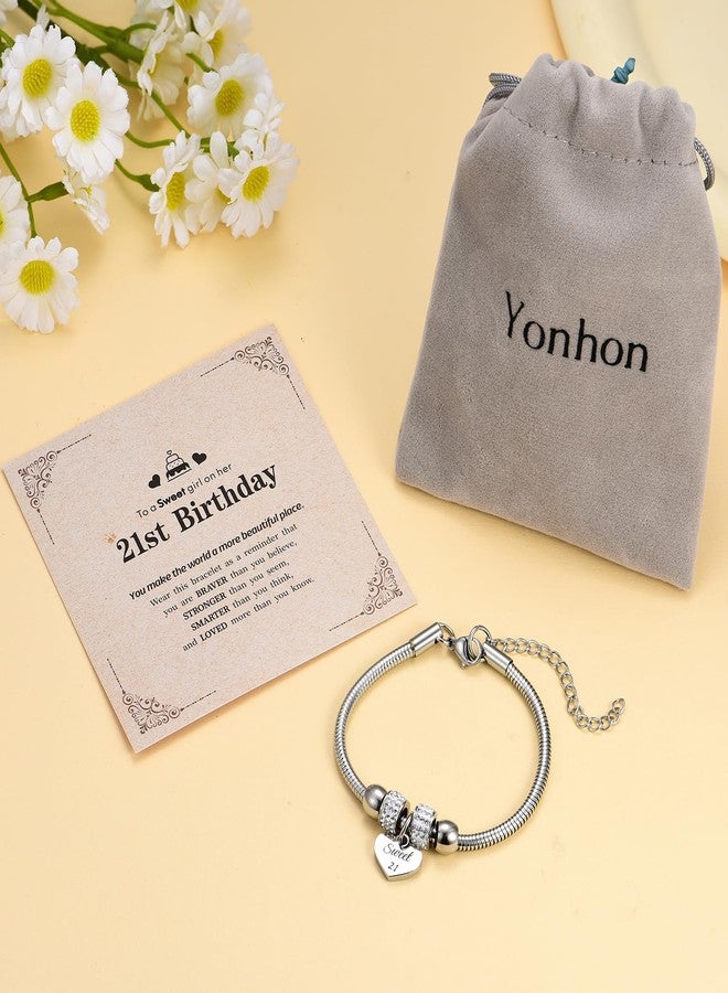 Yonhon Sweet 21st Birthday Bracelet,Happy 21th/21yr Year Old Birthday Bracelets for Daughter Granddaughter Niece - Image 4