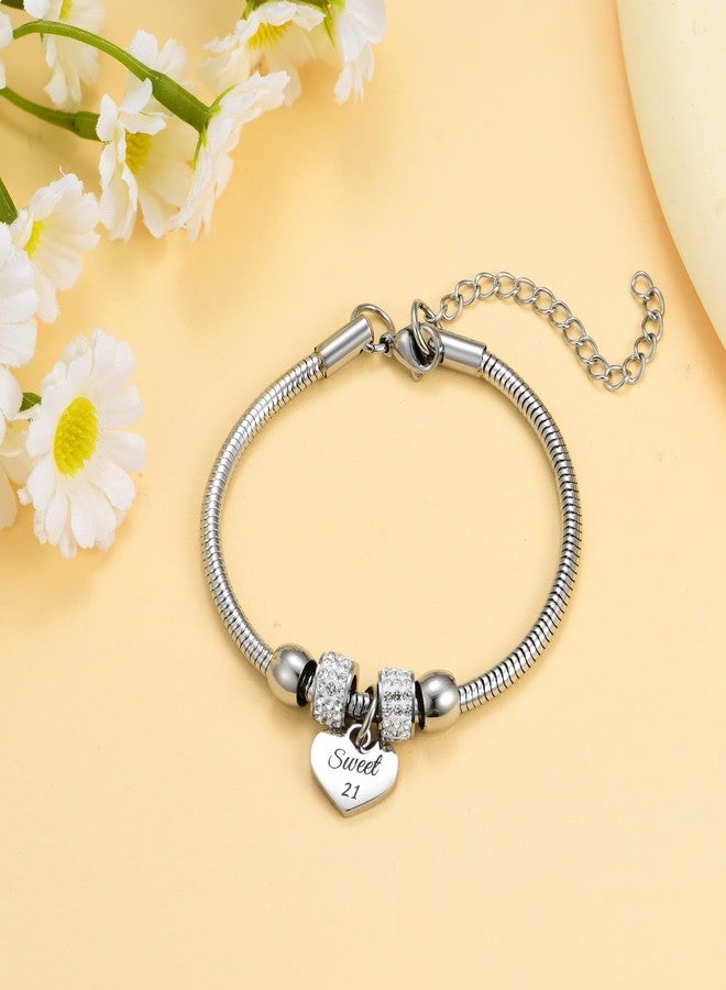 Yonhon Sweet 21st Birthday Bracelet,Happy 21th/21yr Year Old Birthday Bracelets for Daughter Granddaughter Niece - Image 2