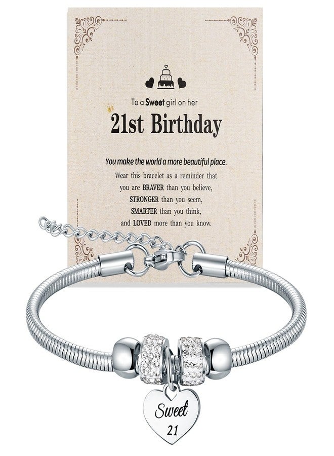 Yonhon Sweet 21st Birthday Bracelet,Happy 21th/21yr Year Old Birthday Bracelets for Daughter Granddaughter Niece - Image 1
