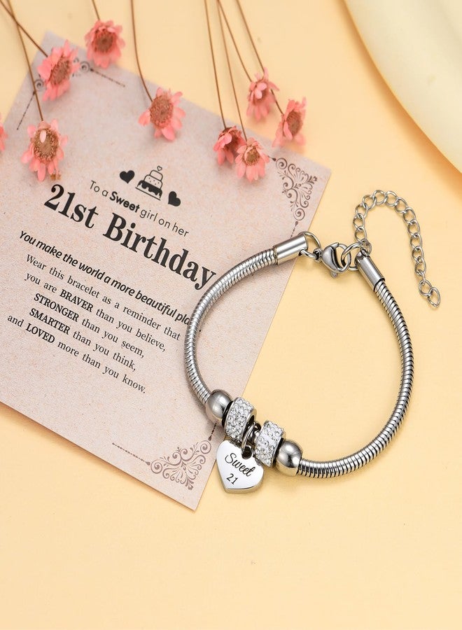 Yonhon Sweet 21st Birthday Bracelet,Happy 21th/21yr Year Old Birthday Bracelets for Daughter Granddaughter Niece - Image 3