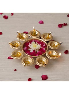 Webelkart Webelkart Diya Shape Flower Decorative Urli Bowl for Home Decor Bowl for Floating Flowers and Tea Light Candles Home,Office and Table Decor| Diwali Decoration Items (Gold Polish)  - Image 1
