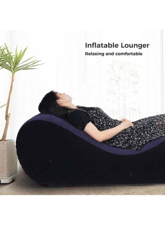 Inflatable Couch Air Sofa Portable: S-Shape Inflatable Bed with Household Inflatable Lounge Chair with Household Air Pump Multi-Function Inflate Deck Chair for Living Room - Image 4