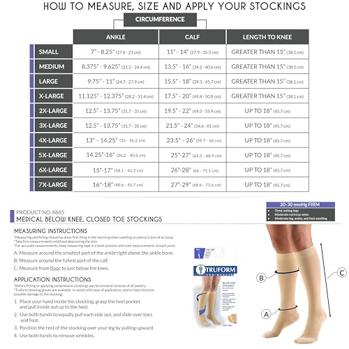Truform 20-30 mmHg Compression Stockings for Men and Women, Knee High Length, Closed Toe, Beige, Medium - Image 3
