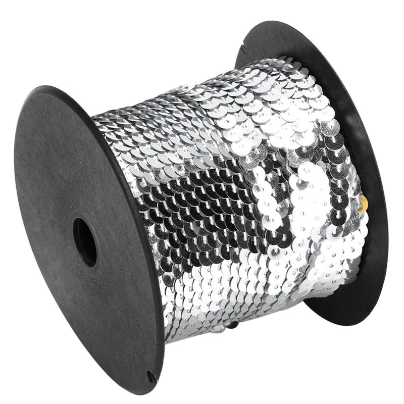 100 Yard Sequin String 6mm Decorative Accessory for Cloth Shoe Plastic Resin Sequin Line Silver 100 Yard/Roll - Image 2
