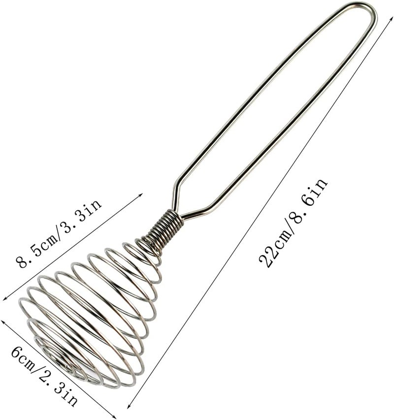 Bilkeru 1 Pcs 8 Inch Stainless Steel Spring Whisk Mini French Spring Coil Whisks Egg Whisk Wire Whip Cream Beater Kitchen Utensils for Stirring, Baking and Cooking (Silver) - Image 2