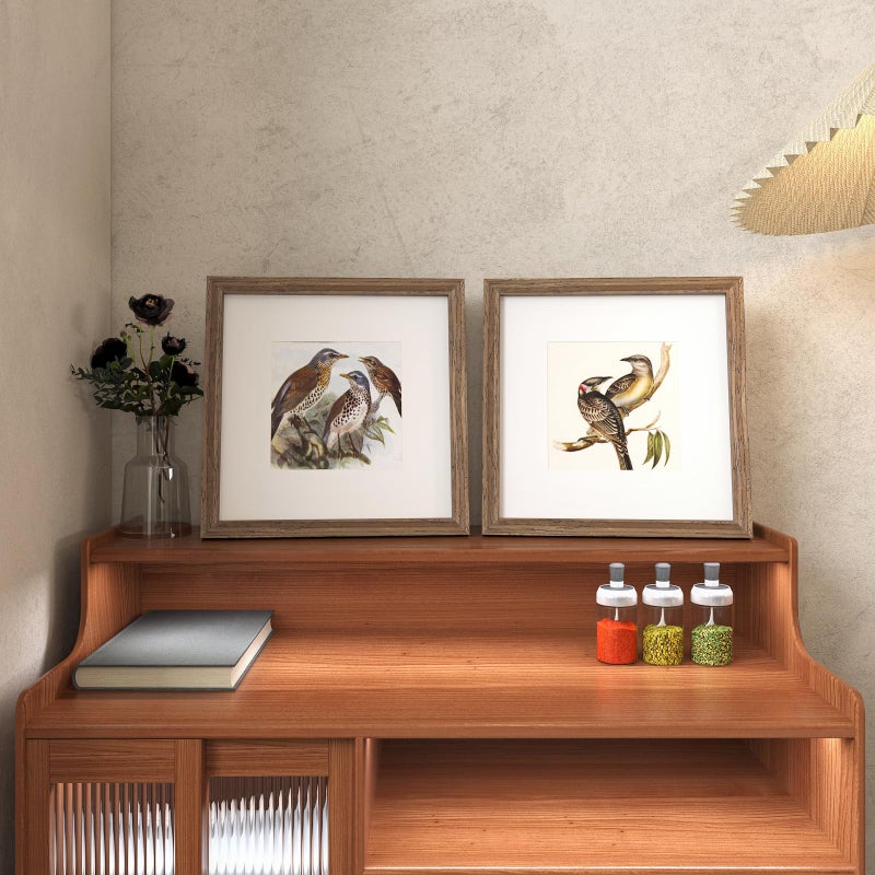 KINLINK 10x10 Picture Frame  Brown Square Solid Wood Frames for Pictures 6x6 with Mat or 10x10 without Mat  Wall and Tabletop Display Photo Frames Brown Wood 4 Pack - Image 3