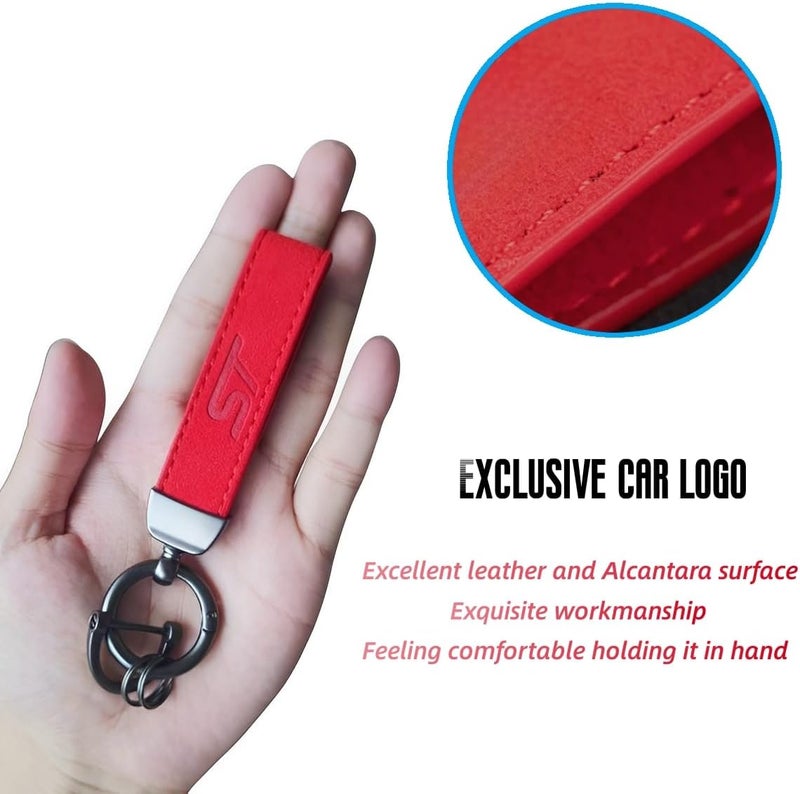 JULOPO Red Alcantara Leather Car Keychain - Image 2