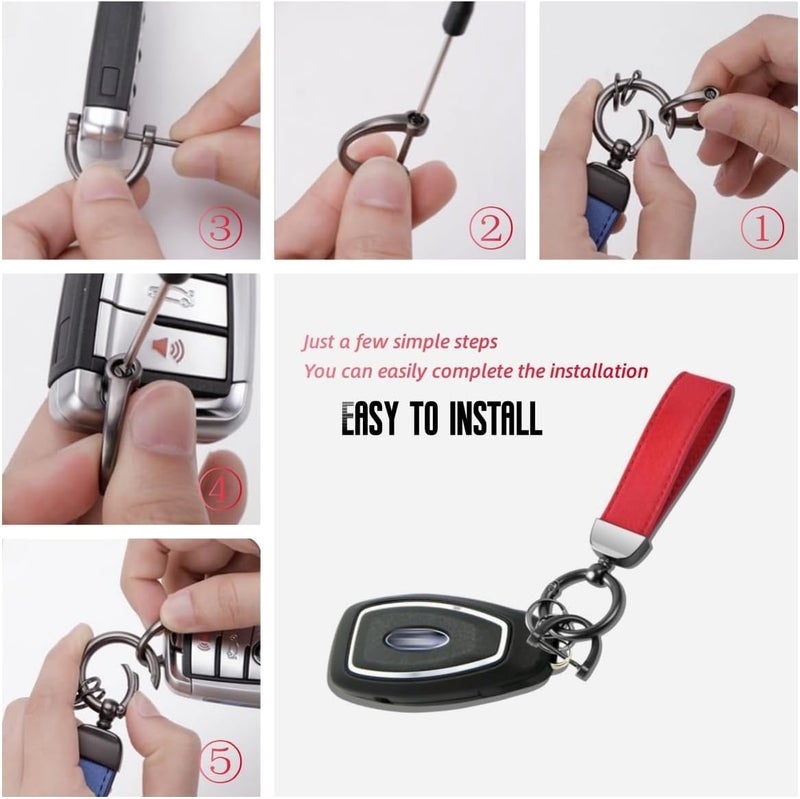 JULOPO Red Alcantara Leather Car Keychain - Image 5