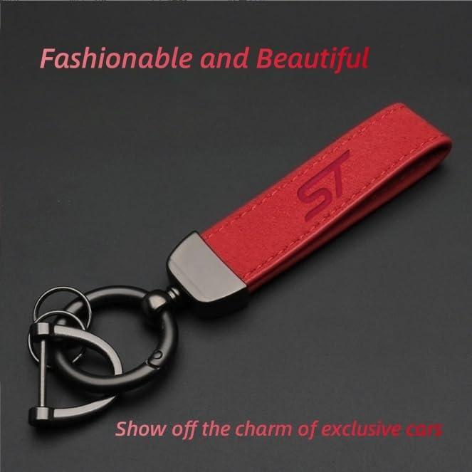 JULOPO Red Alcantara Leather Car Keychain - Image 3