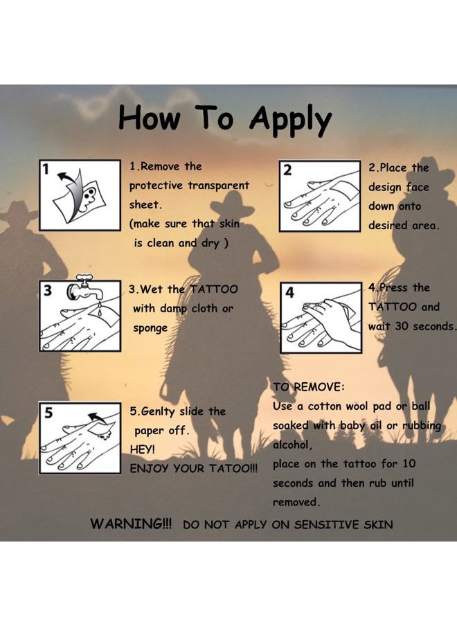 CHARLENT - Cowboy Temporary Tattoos for Kids - 100 PCS Western Cowboy Temporary Tattoos for Boys Birthday Party Favors Goodie Bag Fillers - Image 1