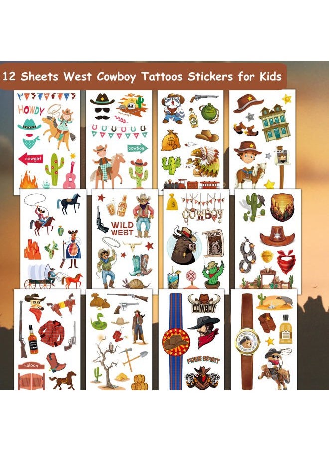 CHARLENT - Cowboy Temporary Tattoos for Kids - 100 PCS Western Cowboy Temporary Tattoos for Boys Birthday Party Favors Goodie Bag Fillers - Image 1