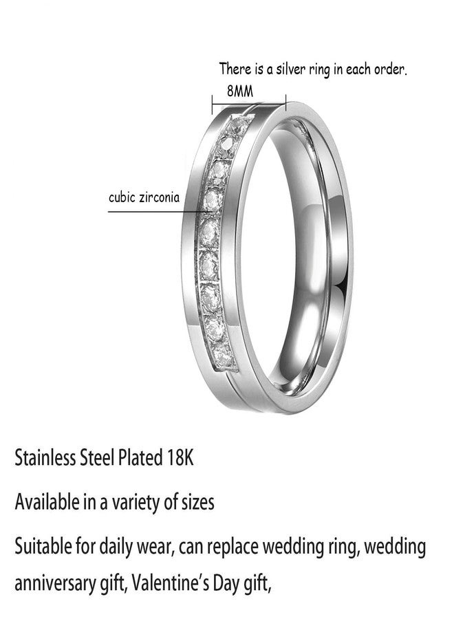 PINCHUAN Matching Promise Rings for Couples Stainless Steel Matching Couple Rings Anillo para parejas Couples Wedding Bands Ring Jewelry Gifts for Valentine's Day Anniversary-CZ Silver(1PCS)-9 - Image 2