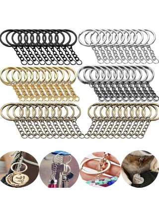 DIY Crafts 10 Pcs, Chrome Silver, Split Key Ring with Chain Set, Metal Flat Keychain Rings 1 Inch with Open Jump Rings and Screw Eye Pins Bulk, for Handbag Hangers Hooks B (10 Pcs, Chrome Silver) - pzsku/Z64E1AB29D9B0269FD8F6Z/45/_/1742289294/cb2af908-8197-48c5-8aee-c35eea970d2f