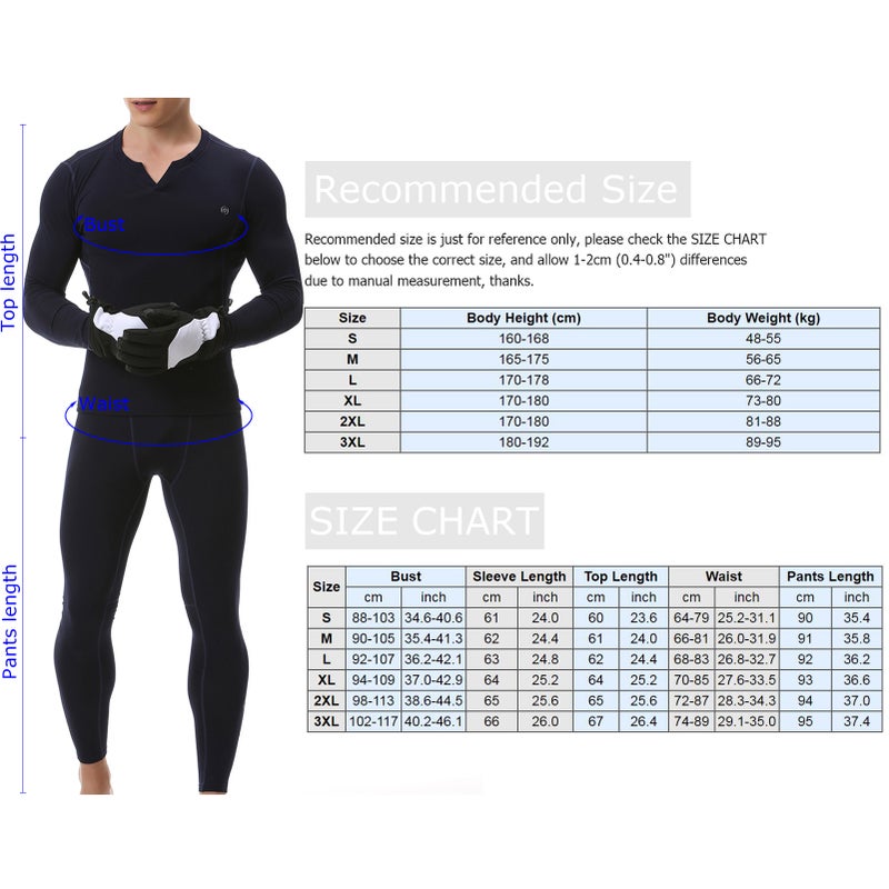 2PCS Men Winter Thermal Underwear Fleece Lining Thick Warm V Neck Long Sleeve Top Pants Long Johns Set - Image 3