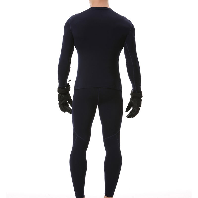 2PCS Men Winter Thermal Underwear Fleece Lining Thick Warm V Neck Long Sleeve Top Pants Long Johns Set - Image 2