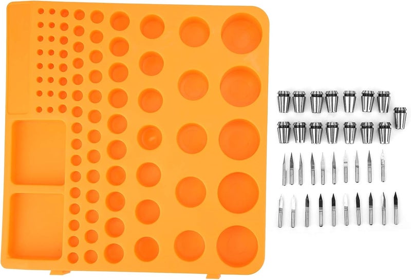 ER11 Collet Chuck Pointed Knife Set, Milling Cutters with Storage Box for CNC Engraving Machine, Spring Collet Tool Kit for Metal Cutting Including 15 Chucks and 20 Knives - Image 1