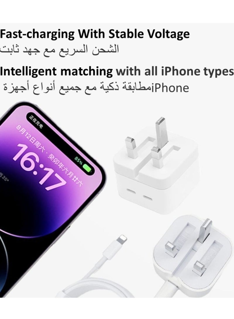 محول طاقة USB-C بقوة 20 واط 3 سنون أبيض - Image 3