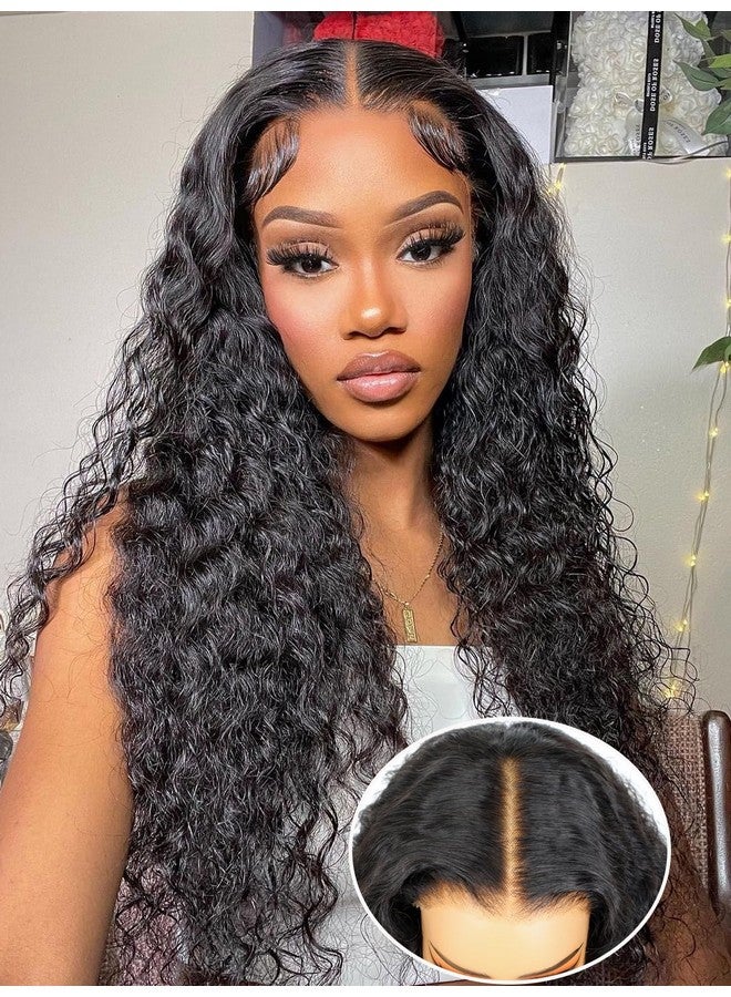 BLY Glueless Wigs Human Hair 9X6 M-Cap Wig Max Parting Hd Lace Pre Cut Wig For Women Pre Plucked, Bleached Tiny Knots Deep Wave Curly Lace Front Wigs Wear Go 180% Density 18 Inch - Image 1