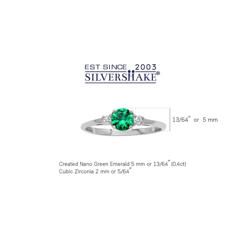 Silvershake Petite Green Nano Emerald & White CZ 925 Sterling Silver Promise Ring Size 7 - Image 2