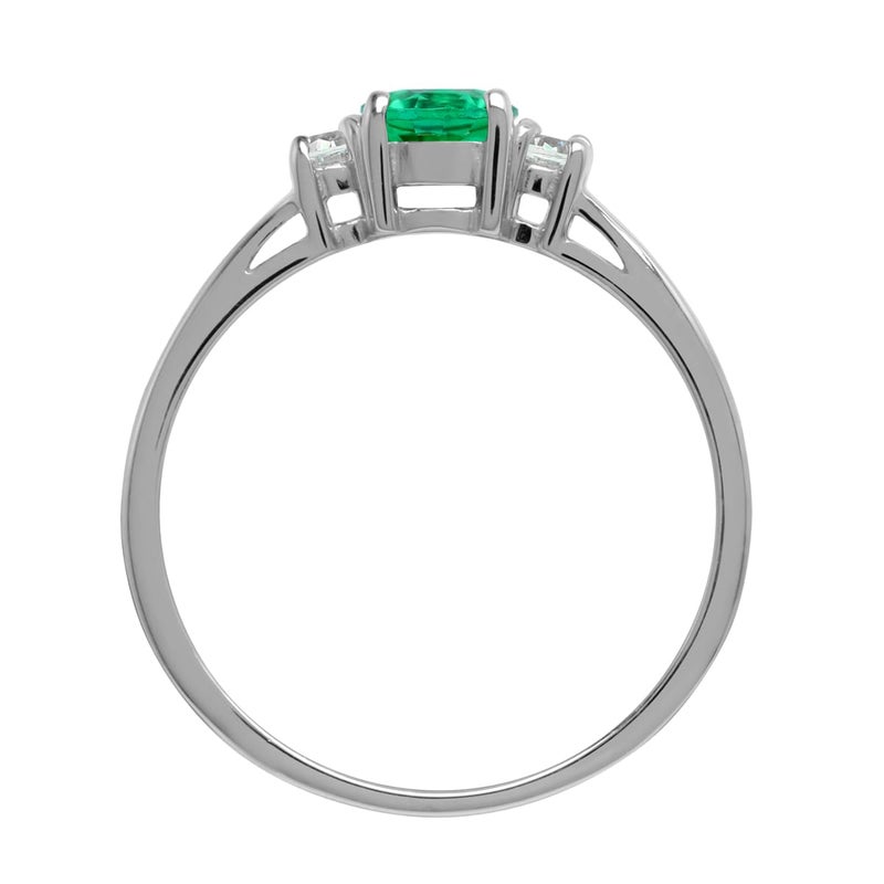 Silvershake Petite Green Nano Emerald & White CZ 925 Sterling Silver Promise Ring Size 7 - Image 3