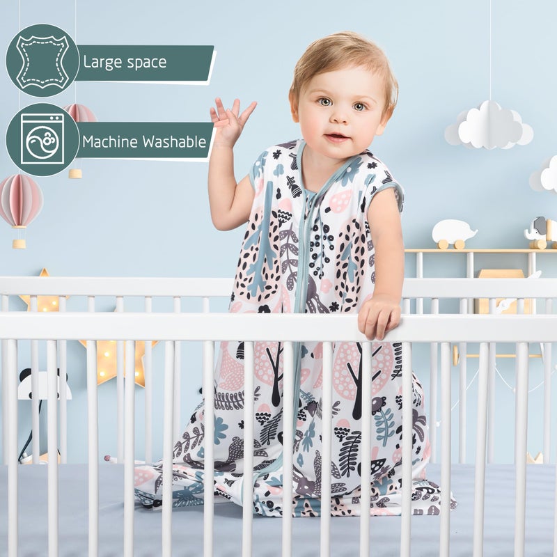 GUNTAIL Baby Sleep Sack 0-6 Months 3 Pack Baby Wearable Blanket 100% Rayon Cotton 2-Way Zipper Toddler Sleeping Sack .Comfy Soft Lightweight TOG 0.3 (Rabbit&Rocks&Green, 0-6 Months) - Image 4
