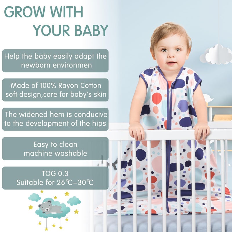 GUNTAIL Baby Sleep Sack 0-6 Months 3 Pack Baby Wearable Blanket 100% Rayon Cotton 2-Way Zipper Toddler Sleeping Sack .Comfy Soft Lightweight TOG 0.3 (Rabbit&Rocks&Green, 0-6 Months) - Image 3