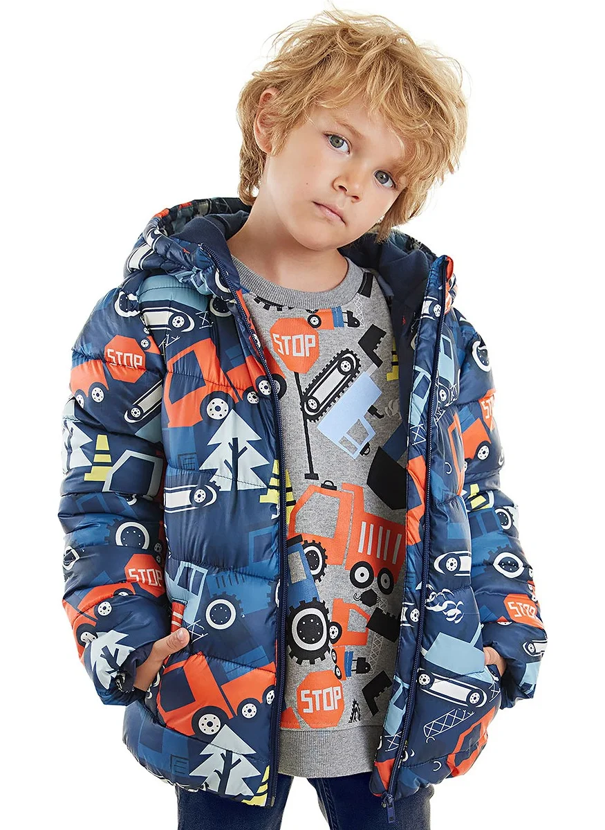 Denokids Cars Boy Water Repellent Hooded Coat