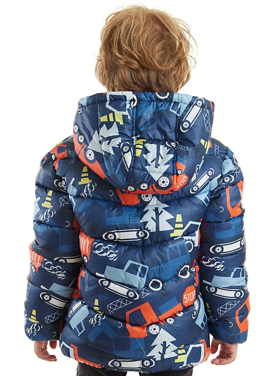 Denokids Cars Boy Water Repellent Hooded Coat