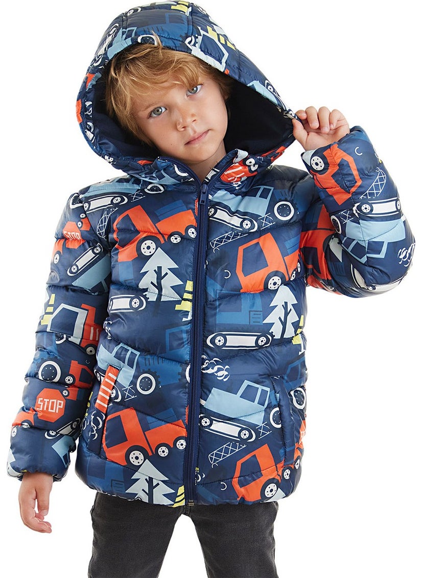 Denokids Cars Boy Water Repellent Hooded Coat  - Image 5