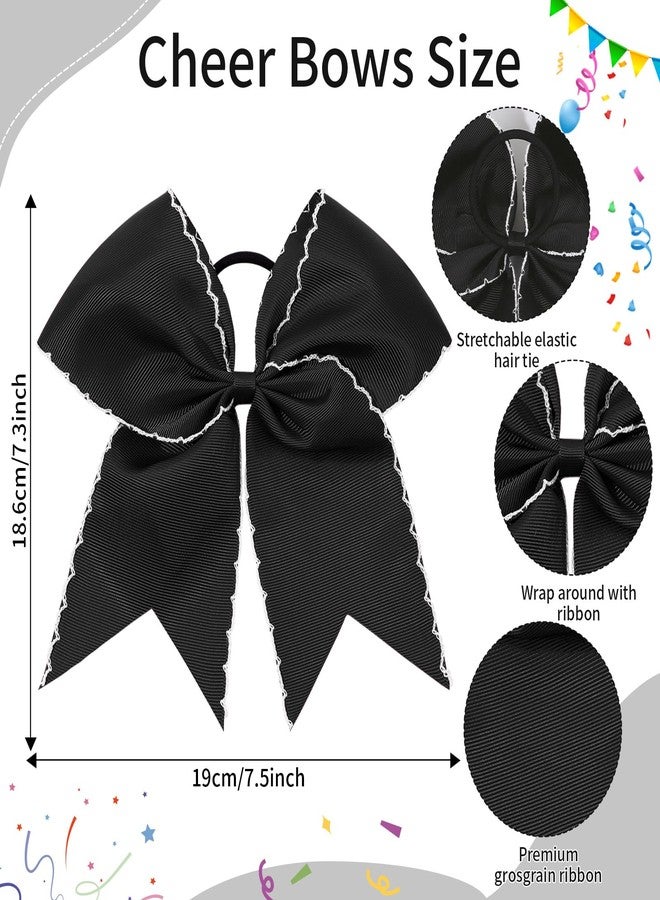 CN 10PCS 7.5" Black Large Cheer Bows, Cheerleading Bows Ponytail Holder for Girls, Grosgrain Ribbon Cheer Hair Bows with Elastic Hair Tie for Cheerleader College Sports Softball Competition - Image 3