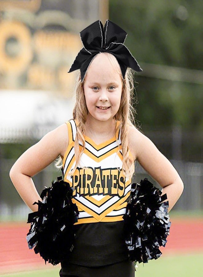 CN 10PCS 7.5" Black Large Cheer Bows, Cheerleading Bows Ponytail Holder for Girls, Grosgrain Ribbon Cheer Hair Bows with Elastic Hair Tie for Cheerleader College Sports Softball Competition - Image 5