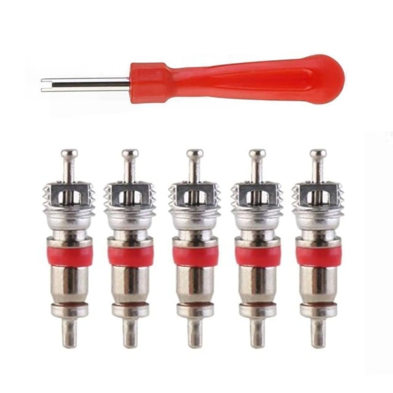 WILLIBEE Valve Core Remover Tool with Car Motorcycle Bike Truck Replacement TPMS Nickel Plated Tire Tyre Valve Stem Core Part (5Pcs) - Image 1