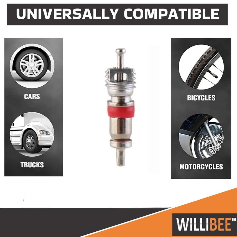WILLIBEE Valve Core Remover Tool with Car Motorcycle Bike Truck Replacement TPMS Nickel Plated Tire Tyre Valve Stem Core Part (5Pcs) - Image 4