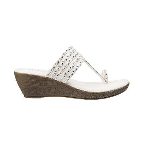 Metro Women White Synthetic Leather Wedge Heel Sandal UK/4 EU/37 (32-33) - Image 3
