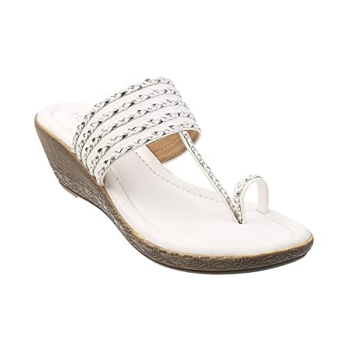 Metro Women White Synthetic Leather Wedge Heel Sandal UK/4 EU/37 (32-33) - Image 2