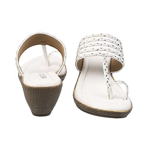 Metro Women White Synthetic Leather Wedge Heel Sandal UK/4 EU/37 (32-33) - Image 5