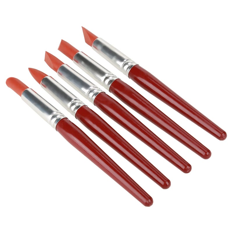 Keenso 5PCs Red Rubber Tip Ceramic Sculpting Tools Durable Delicate Carving Modeling - Image 2