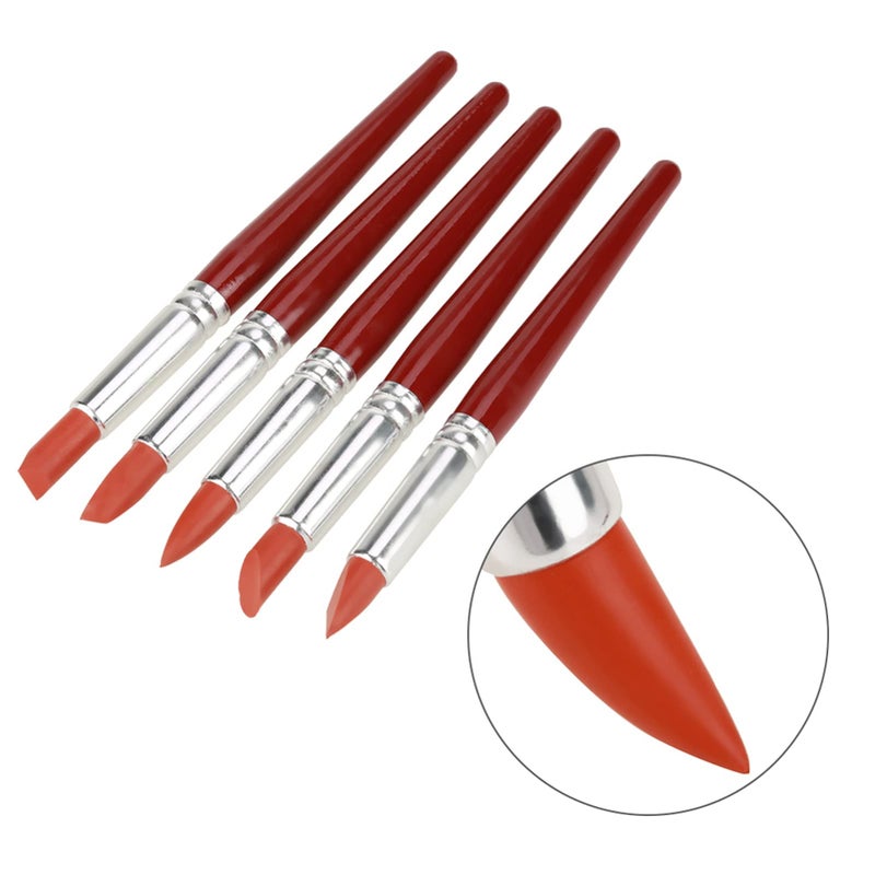 Keenso 5PCs Red Rubber Tip Ceramic Sculpting Tools Durable Delicate Carving Modeling - Image 5