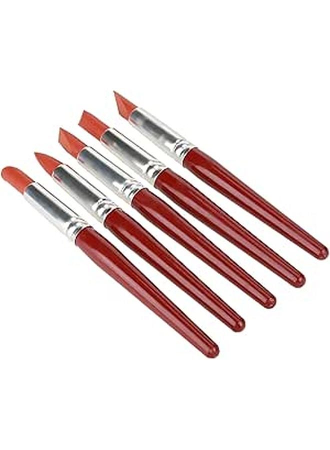 Keenso 5PCs Red Rubber Tip Ceramic Sculpting Tools Durable Delicate Carving Modeling - Image 1