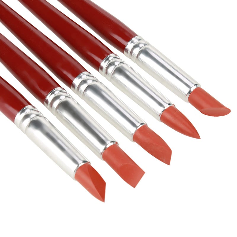 Keenso 5PCs Red Rubber Tip Ceramic Sculpting Tools Durable Delicate Carving Modeling - Image 4