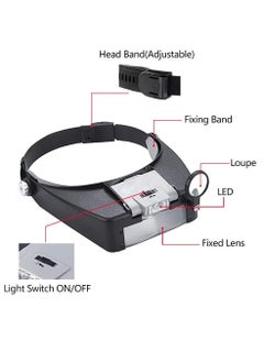 Y&D Head Mount Magnifier with LED Light, Handsfree Magnifying Glasses Adjustable Headband for Jewelers Loupe Reading Watch and Electronic Repair  - Image 5