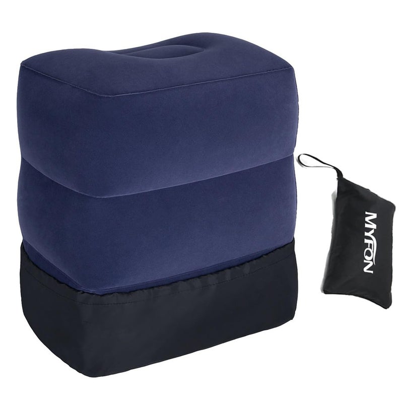 Inflatable Travel Foot Rest Pillow Adjustable Height Leg Rest Pillow for Cars Home Office Trains Airplane Make a Flat Bed for Baby Kids Toddlers with 2in1 Storage Bag 1 Pack