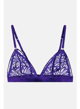 UNDIZ Women Non Padded Textured Bra, Purple  - Image 1