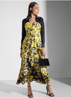 Threadz by Ajooni Embellished Shirt Insert Printed Dress  - Image 4