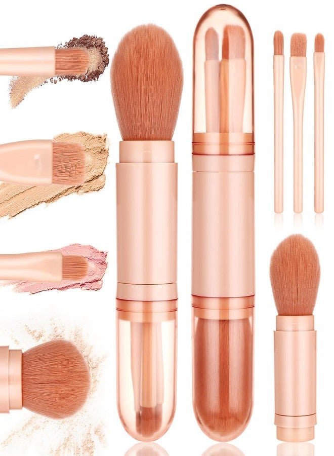 COSLUXE 4 in 1 Travel Makeup Brushes Set, Portable Retractable Professional Foundation Blush, Small Powder, Eye Shadow, Concealer,Make Up Brush Set - Image 2