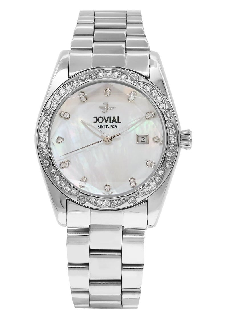 Jovial JOVIAL 9157LSMQ01ZE  Women's Fashion Metal Band watch. 32mm, Quartz, White Dial  - Image 1