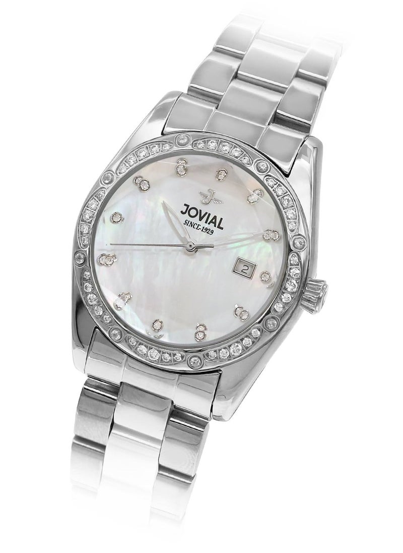 Jovial JOVIAL 9157LSMQ01ZE  Women's Fashion Metal Band watch. 32mm, Quartz, White Dial  - Image 2