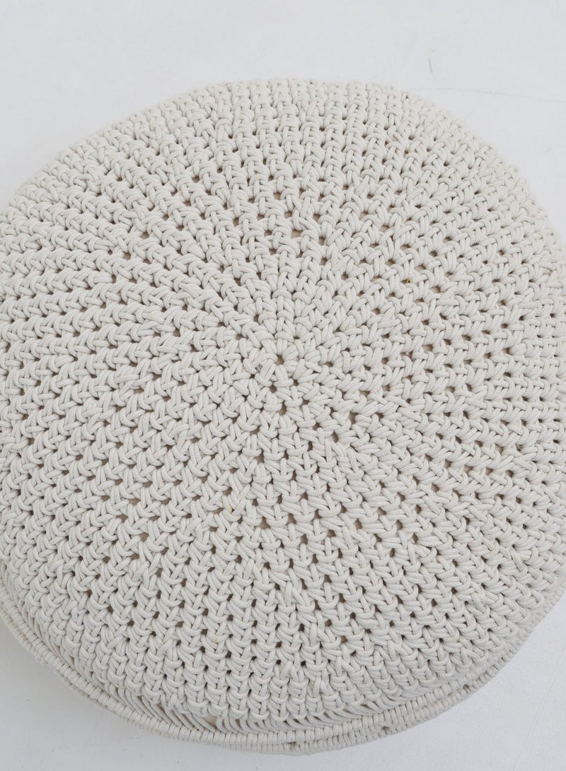 Ramsha Natural White Decorative Pouf for Living Room – PF-155 (50x50x30cm) - Image 4