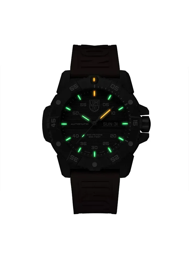 لومينكس ساعة يد رجالية بعقارب دائرية من المطاط مقاس  مم