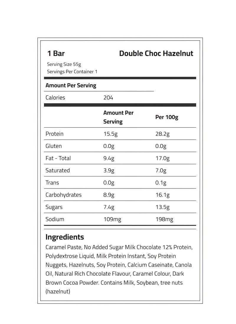 Adonis Cookie Dough Protein Bar - Double Chocolate Hazelnut 55g (15g Protein) - Image 3